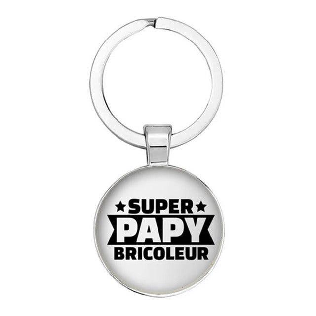 Nouveau Populaire Super Grand-MèRe ModèLe De Porte-CléS Cadeau Grand-PèRe Pendentif Rond En Relief Mode Porte-CléS Pendentif Cad