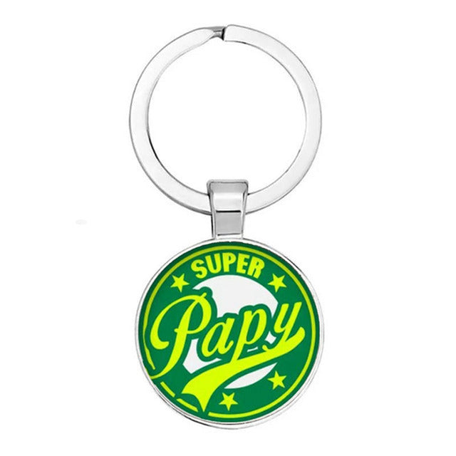 Nouveau Populaire Super Grand-MèRe ModèLe De Porte-CléS Cadeau Grand-PèRe Pendentif Rond En Relief Mode Porte-CléS Pendentif Cad