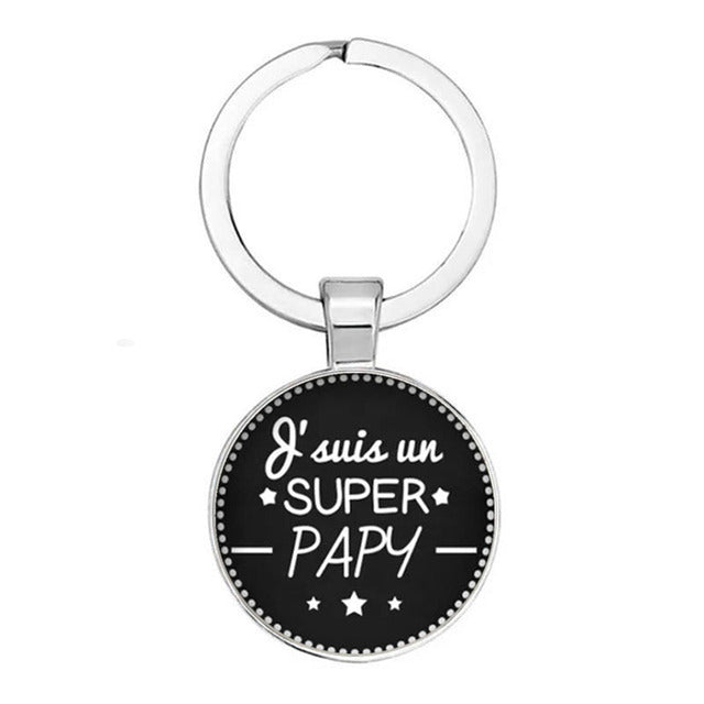 Nouveau Populaire Super Grand-MèRe ModèLe De Porte-CléS Cadeau Grand-PèRe Pendentif Rond En Relief Mode Porte-CléS Pendentif Cad